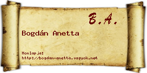 Bogdán Anetta névjegykártya